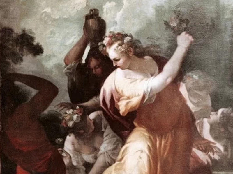 1627-Biagio Falcieri - Afrodite avanza trionfante in un tripudio di fiori